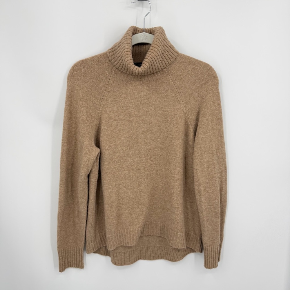 J Crew Turtleneck Sweater Supersoft Yarn tan beige AF023 wool alpaca blend‎ sz S